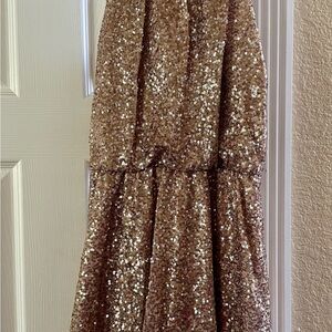 Sparkling Gold Sequin Prom Dress - Elegant Evening Gown